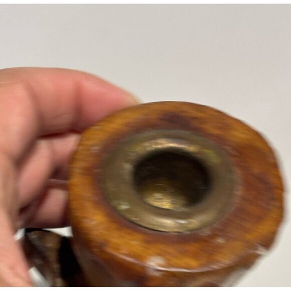 Vintage Natural Wood Raw Edge Tree Trunk Wood Candlestick Holder Brown Size 4"x1 - Picture 5 of 10
